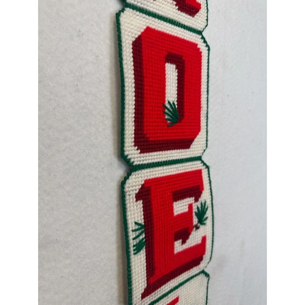 Vintage Christmas NOEL Hanger Needlepoint Plastic Canvas Handmade 27